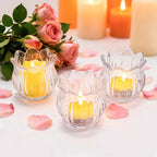 Elsjoy Set of 12 Tulip Glass Votive Candle Holders, Decorative Tea Light Candle Holders, Clear Glass Flower Tealight Candle Holder for Table Centerpieces, Wedding Decor