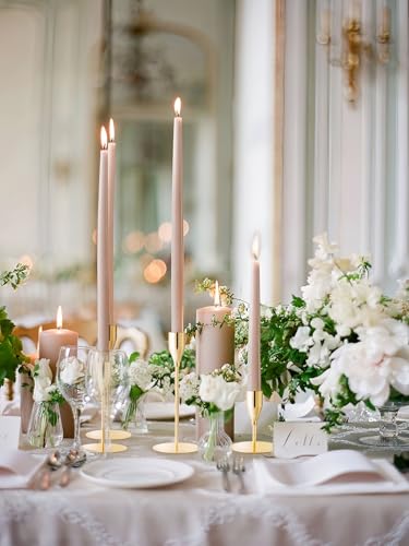 Taper Candle Holders,Tall Metal Candlestick Holders,French Gold,Set of 54,Three Heights,Candle Stick Holder Bulk for Wedding Centerpiece Decoration,Dinning,Festival,Party or Home Decor ﻿ - color: French Gold, size: Set of 54