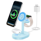 Hevanto 2026 3 in 1 Wireless Charging Station for Apple MagSafe Charger, 15W Fast Magnetic Mag-Safe Charger Stand for iPhone 17 16 15 14 13 12 Apple Watch AirPods Series, Gifts for Men (Ice Blue) - color: Ice Blue