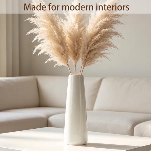 12 Inch White Vase Ceramic Flower Vase, Tall Vases for Pampas Grass, Home Decor, Modern Textured Vases for Living Room Decorations,Table Centerpieces,Shelf,Farmhouse Small Ceramic Vase - style: Shape 12