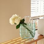 Glass vase - 10.6 inch Handbag-Shaped Woven vase That can be Filled with Water to Serve as a Fish Tank. Customized Gift Box Packaging is Available- Blue - color: Bulging Blue