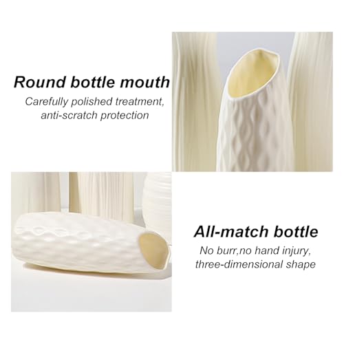 Plastic White Vase, 8.2 inch Nordic Modern Boho Style Vases for Home Decor, Living Room, Table, Gifts Women Mom