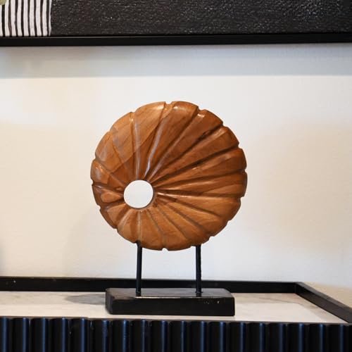 Teak Sculpture Home Décor for Shelf Sculpture with Base Decoration for Living Room, Bedroom, Office 13.8"X9.8"X3.5"