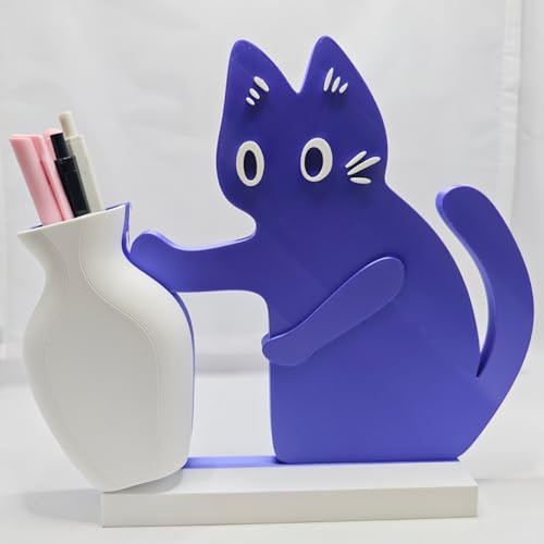 Cat Push Flower Vase for Home Decor Cute Vases for Table Room Decor Unique Lollipop Vases for Women Big Purple White - size: Big Purple White