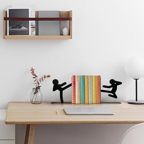 Unique Metal Bookends for Office Desk – Cute Decorative Book Ends for Bookshelves, Reading Decor & Idea Gift for Book Lovers
