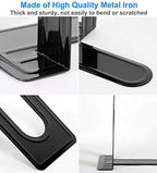 Heavy Duty Bookends for Shelves, Anti-Slip Base, Black, Great for Library, Office, Home, School, 4 Pairs