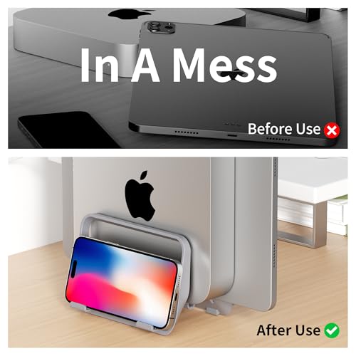 AFOOYO Mac Mini Stand, ABS Vertical Holder - Universal Fit for Mac Mini 2010-2024 M1 M2 M4 Pro, Compatible with Laptop & Mini PC (Gray)
