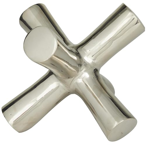 Deco 79 Aluminum Metal Abstract Decorative Sculpture Jack Home Decor Statue, Accent Figurine 8" x 9" x 7", Silver