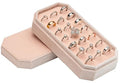 Velvet Ring Organizer Display Tray Jewelry Box Earring Holder Case for Wedding Birthday Christmas Day (Light Pink) - color: Light Pink