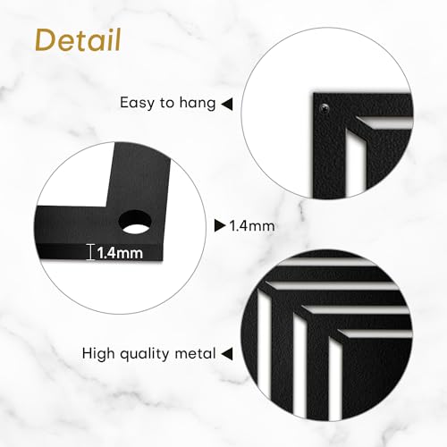 SIGNLEADER Metal Wall Decor Rectangles Gradient Minimalist Modern Luxury Wall Sculpture Hangings 3D Statue Home Decoration for Living Room, Bedroom, Bathroom, Kitchen, Fireplace, Office - 18" Black - color: Gry05-2405-m05, size: 18" Black