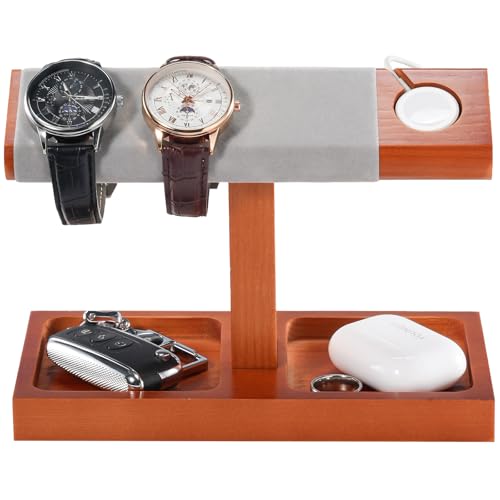 ProCase Wood Watch Display Stand Holder for Men, Wristwatch Tower with T-Bar Design, Hanging Watch Rack, Wooden Wrist Watch Tree - color: Lightbrown, size: 1-Tier