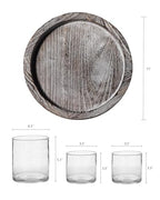 ARIAMOTION Glass Candle Holder Set 3 Clear Seeded Bubbles Modern Farmhouse Centerpieces Coffee Table Rustic Hurricane Cylinders Pillar Votive Tealight - color: Bubbles Clear (Tray)