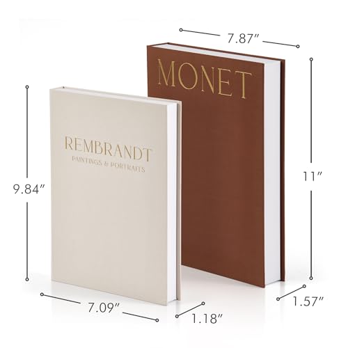 Beautiful Decorative Books - Set of 2 Linen Boxes Enhance Your Coffee Table, Bookshelf or Mantel Decor - Aesthetic Fake/Faux Books for Modern Home Decoration, Photo Storage and as a Keepsake Box - color: Camel-Beige