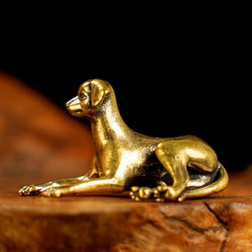 CHOVY Retro Crawling Dog Sculpture-Stretched Neck Pose, Handcrafted 100% Solid Brass-Ideal Home Decor Desk Ornament Collectible Art Piece Office Desk Accent Artistic Scene Decoration - style: Lying Dog