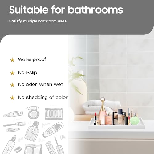 Vanity and Bathroom Tray, 11.8" ABS Countertop Organizer,Waterproof Vanity Tray for Toilet Tank,Perfume,Soap,Keys,Bathroom Accessories,Kitchen and Bath Trays,Non Slip Small Trays,White,2 Pack - color: White, size: 11.8" x 5" x 0.7" (2 Pack)