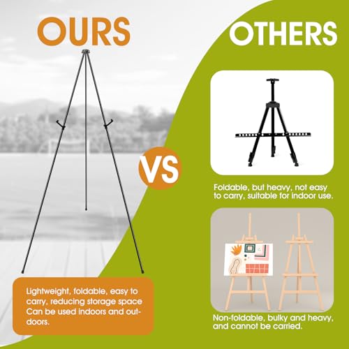 AROIC 63 "Easel Stand for Display, 20 Pack Portable Foldable Metal Easel, Easels for Signs Wedding Logos,Arts, Painting,Adjustable Floor Easels with 20 Storage Bag - style: 20P