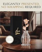 Forever Rose Bloom Box & Phantom Vase Combo, Rose Gold Dipped Rose in a Personalized Gift Box That Says I Love You Embossed in Gold Foil, Unique & Everlasting Gift for Any Occasion - color: "I Love You" Gold Rose Dipped Rose (Phantom Vase & Bloom Box)