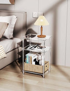 Acrylic Side Table Clear 3-Tier End Table for Living Room, Office, Hallway, Bedroom Small Bedside Table (8mm Thick Shelves) - size: 8mm thick shelves