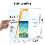 MaxGear 6 Pack Acrylic Sign Holder 8.5 X 11, Plastic Paper Holder With Vertical Slanted Back, Picture Photo Frames Display Stand Flyer and Document Organizer for Office Desktop Use