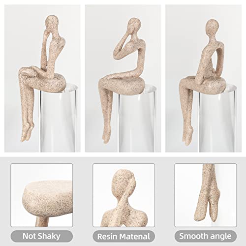 BMLCGJ Thinker Statue Gold Decor Abstract Art Sculpture, Golden Resin Collectible Figurines for Home Living Room Office Shelf Decoration,Great Gifts Ideas (Sitting Posture-Sandstone) - color: Sitting Posture--sandstone