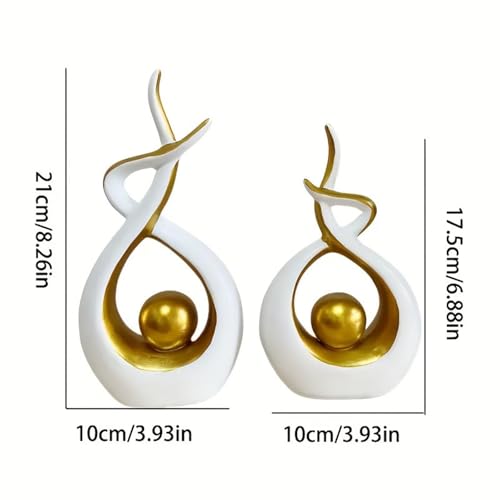 Fenteer 2X Abstract Art Statue Decorative Shelf Decorations Ornament Modern Home Decor Accents for TV Cabinet Office Mantelpiece Gift, Gold