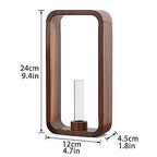 Transprent Glass Vase Test Tube Hydrophilic Plants Holder Walnut Wooden Frame Flower Stand Table Garden Bonsai Decor,Gifts for Women, Home Office Decor Planter (Big) - size: Large