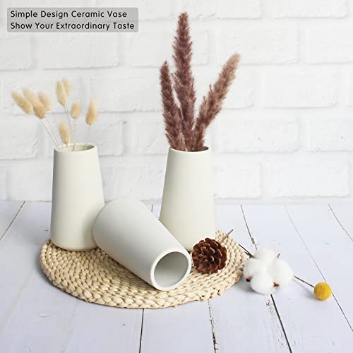 YANLING 6 Pack White Ceramic Vases for Home Decor, 6 Inch Modern Centerpieces for Pampas Grass, Table, Boho Flowers Decor - color: Style a