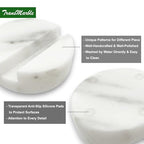 Luxury Marble Cell Phone Stand Holder for Popular Smartphones (1 Pcs) - Real Solid Marble Mobile Phone Stands as Office Desk or Kitchen Countertop Decor (Starry White)