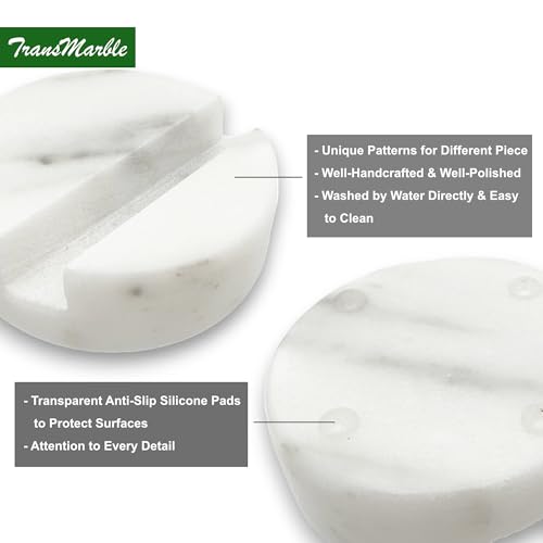 Luxury Marble Cell Phone Stand Holder for Popular Smartphones (1 Pcs) - Real Solid Marble Mobile Phone Stands as Office Desk or Kitchen Countertop Decor (Starry White)