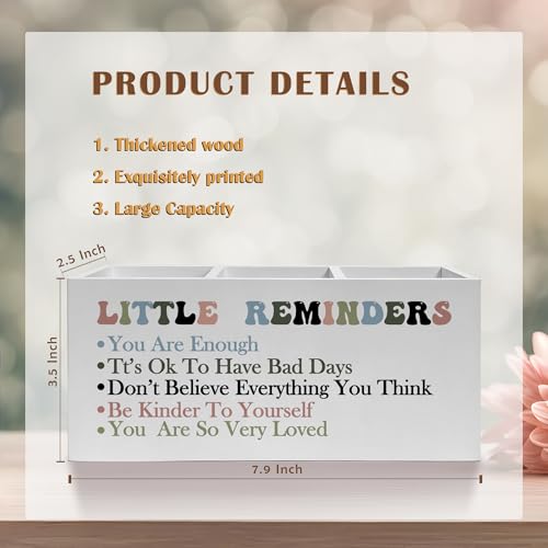 Encouragement Gifts Pencil Pen Holder for Desk, Little Reminders Inspirational Wooden Pencil Holder Organizer for Home Office Desk Accessories, Mental Health Gifts - color: Color-Desk accessories white 14