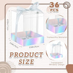 Cunno 36 Set 3.5 x 3.5 x 4.3 in Candle Gift Package Valentine's Transparent Box 4-18 oz Handmade Tealight Candle Holder Paper Bottom Ribbon for Wedding Baby Shower Party Mug(Silver) - color: Silver