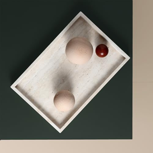 BUICCE Rectangular Decorative Serving Tray,Modern Travertine Large Coffee Table Tray