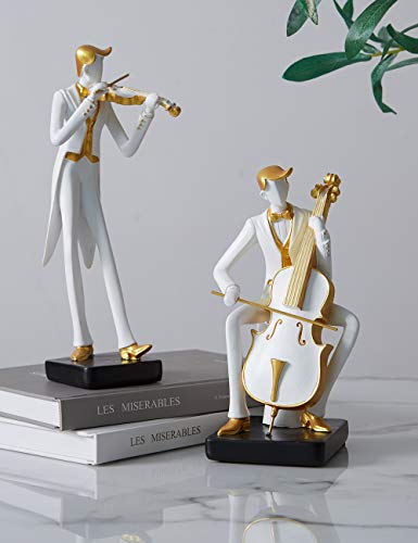 HAUCOZE Music Decor Musician Statue Cello Sculpture Figurine Music Lovers Gift for Studio Living Room Office 10 Inch