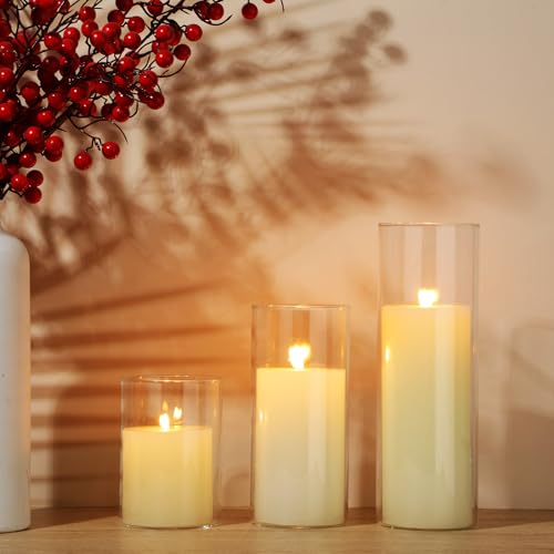 Shihanee 36 Pcs Pillar Candles with Glass Cylinder Vases Tall Hurricane Candle Holders Cylinder Vases for Centerpieces Wedding Party Decor, Total 18 Sets(Clear,Ivory White) - color: Clear,ivory White