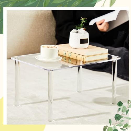 3 Pcs 17, 16, 15 Inch Extra Large Acrylic Risers Display Stands Rectangular 4-leg Acrylic Plant Stand, 6mm Thick Clear Shelf Riser Display Stands for Decor Collectibles Figures and Item Photography - size: 17×11×9 in，16×10×8 in，15×9×7 in