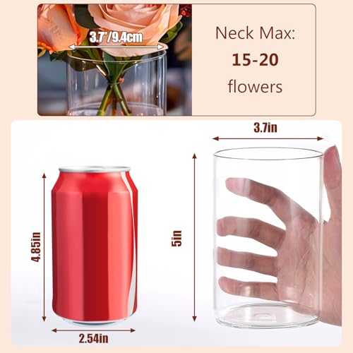 5 Inch Small Glass Cylinder Vases for Centerpieces | 12pcs Clear Flower Vase for Wedding Decorations, Floating Candle Vases in Bulk, Hurricane Candle Holders for Table, Home Décor - color: 5 Inch