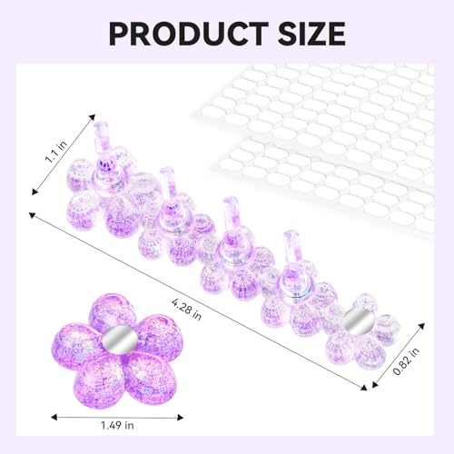 Nail Stand for Press On Fake Nails Painting Display Practice, Powerful Magnetic Nail Holder for Design, Flower Nail Stand with 200 PCS Double-Sided Tapes, Nail Tools for Home Salon - color: Purple Flower, size: Medium