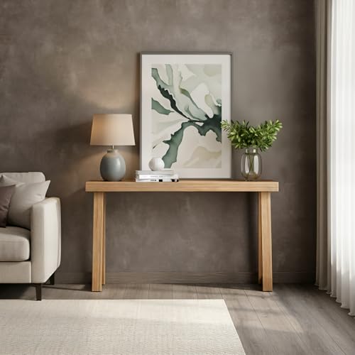 Plank+Beam Solid Wood Console Table, 56 Inch, Sofa Table, Narrow Entryway Table for Hallway, Behind The Couch, Living Room, Foyer, Easy Assembly, Blonde - color: Blonde, size: 56" Console Table