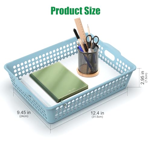 QRRICA 6 Pack Plastic Classroom Storage Baskets, Paper Trays for Classroom Organization & Turn in Trays for Teachers, Students, Desk Organizer Bin 13.8x10.6x3.1 Inch (Morandi) - color: Morandi