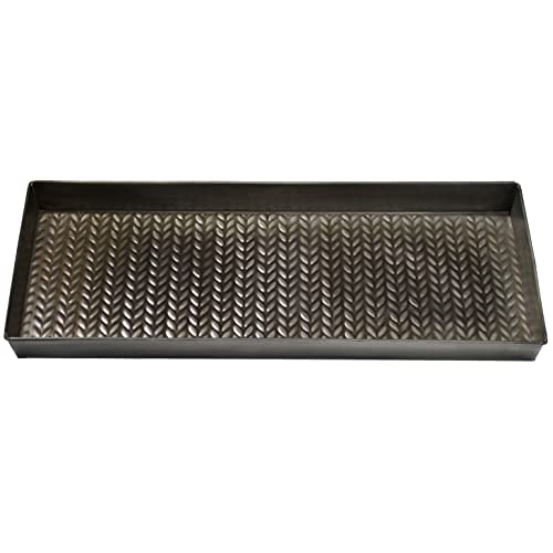 HF by LT Cable Knit Pattern Metal Boot-Tray, 30 x 13 inches, Antique Zinc - color: Cable Knit Design, Antique Zinc