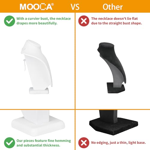 MOOCA 2 Pcs Small Necklace Chain Jewelry Bust Display Holder Stand, Necklaces Display Mannequin, Jewelry Bust Stand 7 1/4 in H, White Leatherette - color: 1) White Faux Leather, 2 pieces