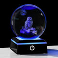 Qianwei Owl Gifts for Women 3D Crystal Ball 3.14'' - Laser Owl Decor Glass Animals Bird Figurines Statue Stuff for Room Decorations Bird Night Light - style: Owl