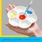 MEEDEN 7-Well Studio Porcelain Paint Palette Tray,Artist Mixing Colour Tray by 4-3/4 Inches for Watercolor Gouache Painting,Round,White