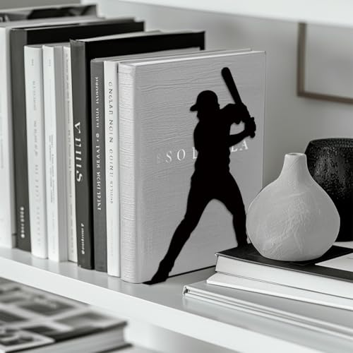 Peacoblue Metal Bookends for Shelves, Modern Decorative Heavy Duty Study Book Support Stoppers for Office, Desk, Shelf, Room 5.3"x4.3"x7.9" Cast Iron Simple Tall Bookends, 1 Pair (Baseball) - style: Baseball