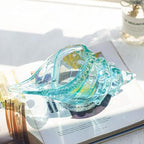 QFkris 9.9" Hand Blown Glass Conch Seashell Figurine Home Decor Art Glass Sea Shell Sculpture - color: Aquamarine