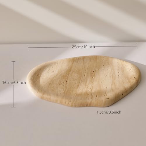 Natural Travertine Jewelry Tray Cloud Shape, Jewelry Dish Trinket Tray for Home Décor, Ring Holder for Women Gift, Key Tray for Entryway Table, DAEBFC (Beige Travertine) - color: Beige Travertine