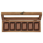 SONGMICS 6-Slot Watch Box, Watch Display Case with Large Glass Lid, Removable Watch Pillows, Velvet Lining, Gift Idea, Rustic Walnut UJOW006K01 - color: Rustic Walnut, size: 1 Layer 6 Slot