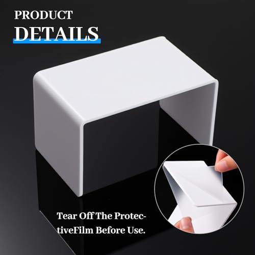 Chuangdi 2 Sets Acrylic Display Risers, Product Stand, Jewelry Display Riser Shelf Showcase Fixtures for Dessert Cupcake Candy Figure Treat Action Showcase(White,Small Set) - color: White, size: Small Set