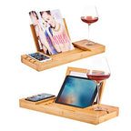 Utoplike Bamboo Bathtub Caddy Tray Bath Tray for Tub, Adjustable Bathroom Bathtub Organizer with Book Tablet Wine Glass Cup Towel Holder - color: 19.8-33.5 in