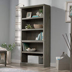 Sauder 5 Tier Book Shelf Wooden Bookcase Multipurpose Bookshelf for Home Office, Living Room, in Mystic Oak - color: Mystic Oak